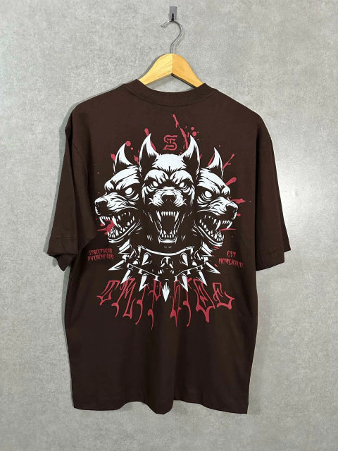 Camiseta Oversized Trip Side Cerberus Marrom