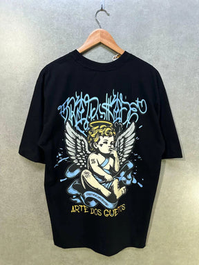 Camiseta Oversized Trip Side Anjo do Gueto Preta