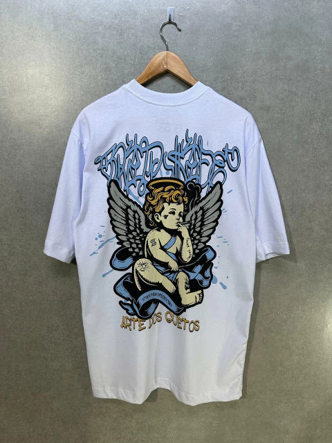 Camiseta Oversized Trip Side Anjo do Gueto Branca