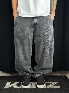 Calça Compton Jeans Baggy Estonado Logo