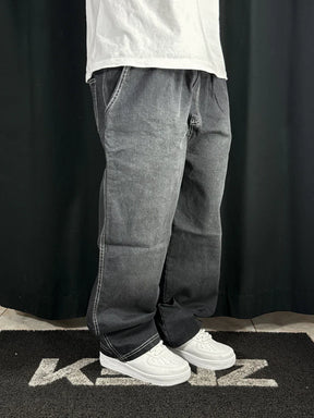 Calça Baggy Jeans Preto Jateado
